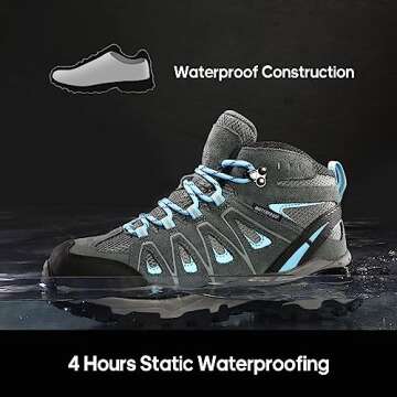 NORTIV 8 Womens Waterproof Hiking Boots Low Top Lightweight Outdoor Trekking Camping Trail Hiking Bo...