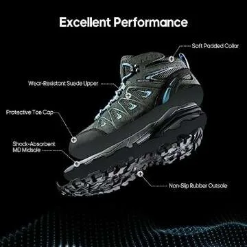 NORTIV 8 Womens Waterproof Hiking Boots Low Top Lightweight Outdoor Trekking Camping Trail Hiking Boots Size 6.5 M US SNHB211W, Grey/Blue