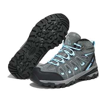 NORTIV 8 Womens Waterproof Hiking Boots Low Top Lightweight Outdoor Trekking Camping Trail Hiking Boots Size 6.5 M US SNHB211W, Grey/Blue