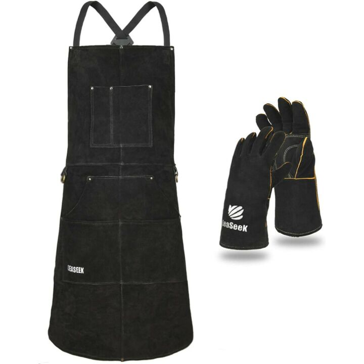 LeaSeek Leather Welding Apron - Heat & Flame Resistant
