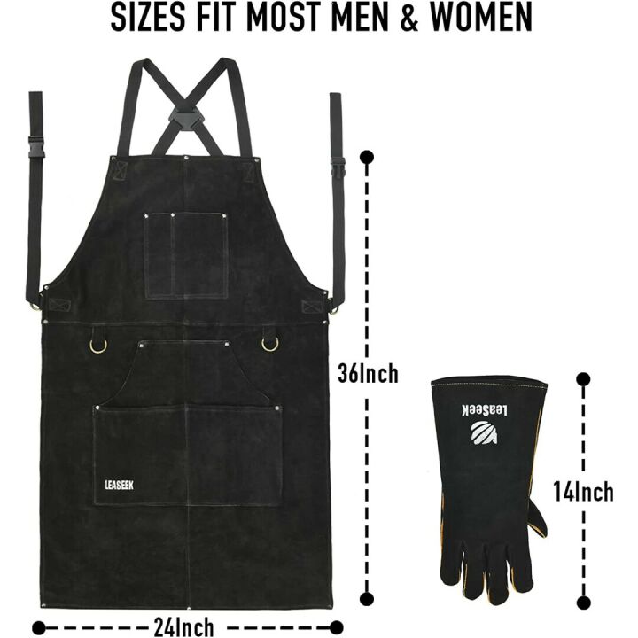 LeaSeek Leather Welding Apron - Heat & Flame Resistant
