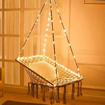 KINDEN Hammock Chair with Lights for Bedroom Relaxation