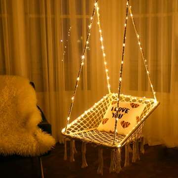 KINDEN Hammock Chair with Lights for Bedroom Relaxation