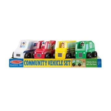 Melissa & Doug Wooden Community Vehicles for Imaginative Play