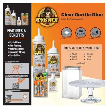 Gorilla Clear Glue, 5.75 Ounce Bottle, Clear