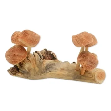 NOVICA Handmade Jempinis Mushroom Wood Sculpture | Eco Decor