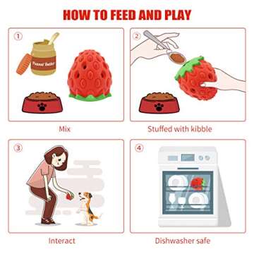 Strawberry Dog Enrichment Toys, Treat Dispensing Dog Toys, Dog Treat Toy, Made of Durable Natural Rubber, for Medium & Large Size Dogs