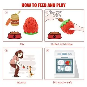 Strawberry Dog Enrichment Toys, Treat Dispensing Dog Toys, Dog Treat Toy, Made of Durable Natural Rubber, for Medium & Large Size Dogs