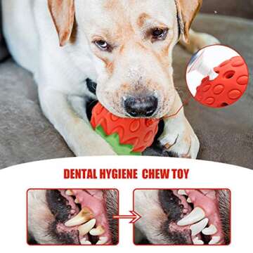 Strawberry Dog Enrichment Toys, Treat Dispensing Dog Toys, Dog Treat Toy, Made of Durable Natural Rubber, for Medium & Large Size Dogs