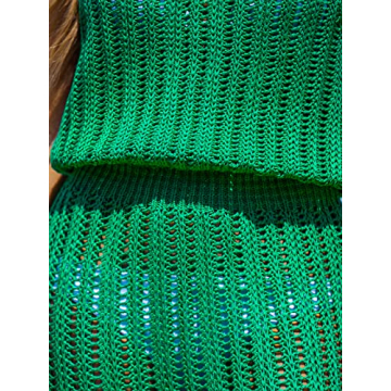 CUPSHE Women Crochet V-Neck Mini Cover-Up Dress Casual Summer Sleeveless Lace Cover Up, Green M