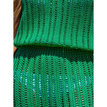 CUPSHE Women Crochet V-Neck Mini Cover-Up Dress Casual Summer Sleeveless Lace Cover Up, Green M