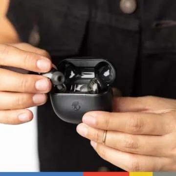 Skullcandy Rail ANC In-Ear Noise cancelling Wireless Earbuds, 27 Hr Battery, Microphone, Works with iPhone Android and Bluetooth Devices - True Black