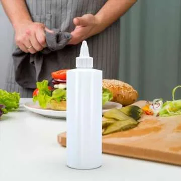 BRIGHTFROM Condiment Squeeze Bottles, 8 OZ Empty Squirt Bottle with Twist Top Cap, Leak Proof - Great for Ketchup, Mustard, Syrup, Sauces, Dressing, Oil, Arts and Crafts, BPA FREE Plastic - 2 PACK