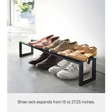 Yamazaki Expandable Home Adjustable, Small | Steel | Shoe Rack, Single, Black