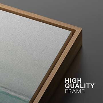 MUDECOR Framed Canvas Print Wall Art Set Teal Watercolor Paint Strokes Abstract Shapes Illustrations Modern Art Decorative Bohemian Calm/Zen for Living Room, Bedroom, Office - 24"x36"x2 Natural