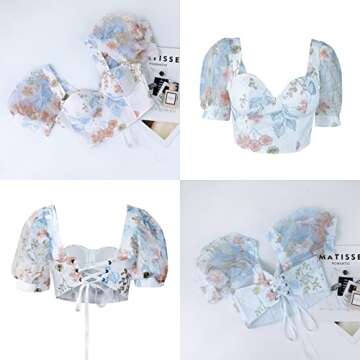 Stylish Women's Mesh Floral Bustier Crop Top - Versatile Fashion