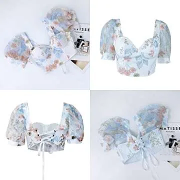 Stylish Women's Mesh Floral Bustier Crop Top - Versatile Fashion