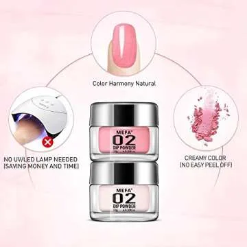 MEFA Dip Powder Nail Starter Kit 4 Colors Candy Sweet Color Dipping Powder System Starter Nail Kit Acrylic Dipping System for French Nail Manicure No Nail Lamp Needed