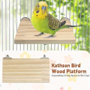 kathson Bird Wood Platform Parrot Perch Stand Parakeet Playground Cage Corner Shelf for Conures Budgies Parakeets Cockatiels Lovebirds 3Pcs