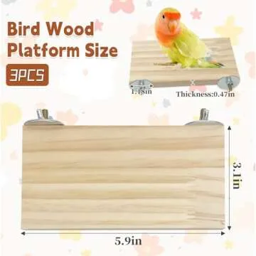 kathson Bird Wood Platform Parrot Perch Stand Parakeet Playground Cage Corner Shelf for Conures Budgies Parakeets Cockatiels Lovebirds 3Pcs