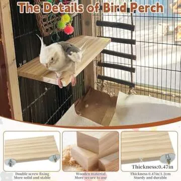kathson Bird Wood Platform Parrot Perch Stand Parakeet Playground Cage Corner Shelf for Conures Budgies Parakeets Cockatiels Lovebirds 3Pcs
