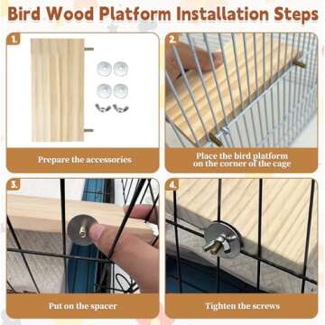 kathson Bird Wood Platform Parrot Perch Stand Parakeet Playground Cage Corner Shelf for Conures Budgies Parakeets Cockatiels Lovebirds 3Pcs