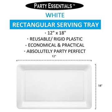 Versatile Party Essentials Heavy Duty Plastic Rectangular Trays - 12"x18" (Set of 6)