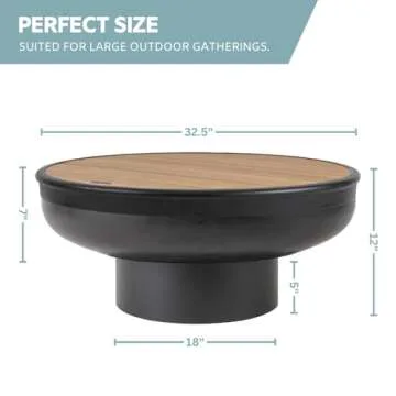 DENKOE Round Cast Iron Fire Pit Table for Outdoor Grilling
