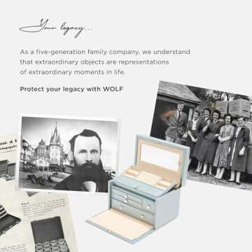 Wolf Designs Caroline Zip Travel Case, Rose Quartz - Seven Ring Rolls, Four Compartments, Three Necklace Hooks & Pocket - Anti-Tarnish LusterLoc Lining