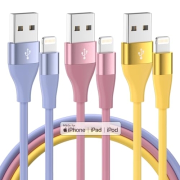 10FT Multi-Color MFi iPhone Charger - Fast Charging 3Pack