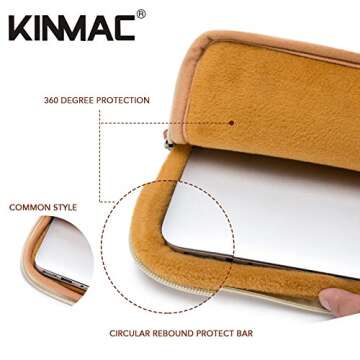 Kinmac 360° Protective Vertical Style Laptop Sleeve Case Bag with Pocket for MacBook Pro 14 inch,iP...