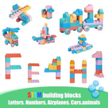 Soft Block Sets for Toddler Aged 2 3 4 5 6 Years Old.Preschool Toy for Early Childhood Education and I-Interactive.Toddler Block Toys with 101 Pieces and Storage Bag.Gift Ideas for Kids Age 18+ mouths