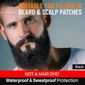 Beard Pen Filler for Men - Barber Styling Grooming Pencil - Waterproof Proof, Sweat Proof, Long Lasting Solution with Natural Finish - Cover Beard and Scalp Patches in Seconds - Black 1 Pack