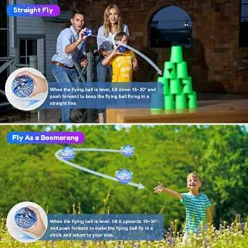 Galaxy Ball 2024 Flying Orb Ball: Cosmic Globe Boomerang Ball with Led Lights, Hover Ball, Flying Spinner, Hand Drone for Kids, Girls, Boy Toys Age 6 7 8 9 10 11 12 Kids Cool, Blue