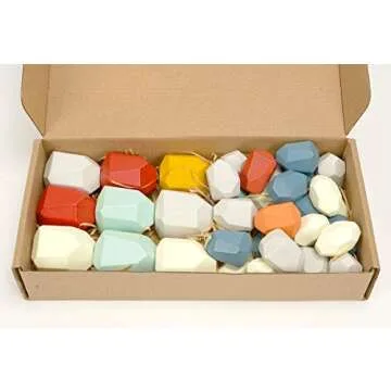 moderngenic Wooden Balancing Stacking Stones, 36pcs Wood Rocks, Building Blocks Set, Sorting and Stacking Games, Lightweight Natural Colorful Toys, Preschool Learning Educational Puzzle Toy