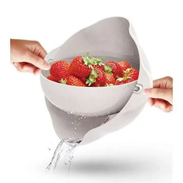 Fantasee 2-in-1 Wheat Straw Kitchen Rolling Colander