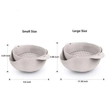 Fantasee 2-in-1 Wheat Straw Kitchen Rolling Colander