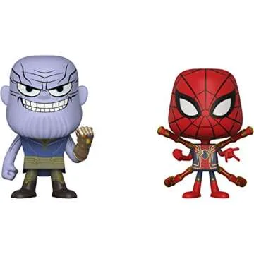 Thanos & Iron Spider: Avengers - Infinity War x Funko Vynl. Vinyl Figure Set + 1 Official Marvel Trading Card Bundle [30932]
