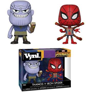 Thanos & Iron Spider: Avengers - Infinity War x Funko Vynl. Vinyl Figure Set + 1 Official Marvel Trading Card Bundle [30932]