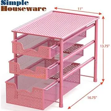 Stackable 3 Tier Sliding Organizer Drawer in Pink
