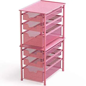 Stackable 3 Tier Sliding Organizer Drawer in Pink