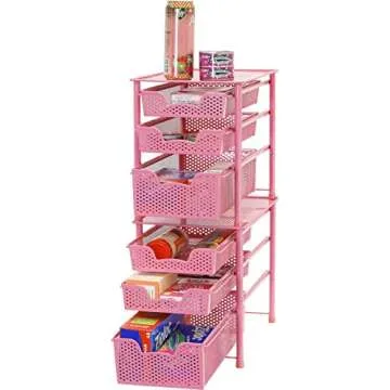 Stackable 3 Tier Sliding Organizer Drawer in Pink