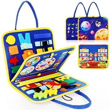 Gefanke Busy Board for 1-6 Years Old Toddlers - Montessori Felt Sensory Toys - Toddler Preschool Lea...