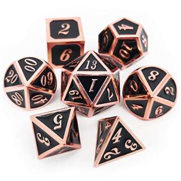 Haxtec 7PCS Metal Dice Copper Black D&D Dice Set for Dungeons and Dragons Gifts Games-Glossy Enamel ...