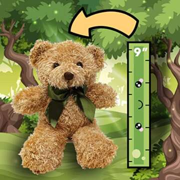 Fluffuns Teddy Bear Plush 9" (3 Pack) Cute Teddy Bears Stuffed Animals in 3 Colors - Stuffed Bears (...