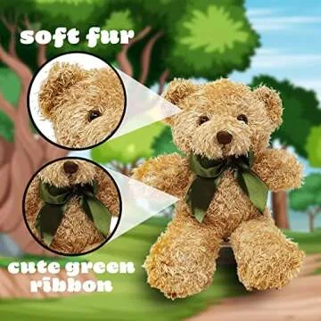 Fluffuns Teddy Bear Plush 9" (3 Pack) Cute Teddy Bears Stuffed Animals in 3 Colors - Stuffed Bears (Dark Brown, Golden, White)