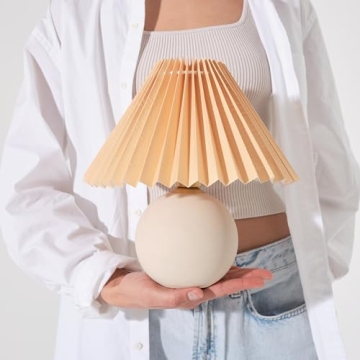 Brightech Serena LED Table Lamp with Pleated Shade - Cozy Lighting