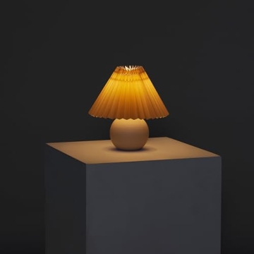 Brightech Serena LED Table Lamp with Pleated Shade - Cozy Lighting