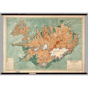 Gifts Delight Laminated 34x24 Poster: Physical Map of Iceland from 1928 Map