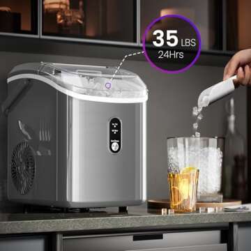 Kismile Nugget Ice Maker - Sonic Ice Machine for Chewable Ice